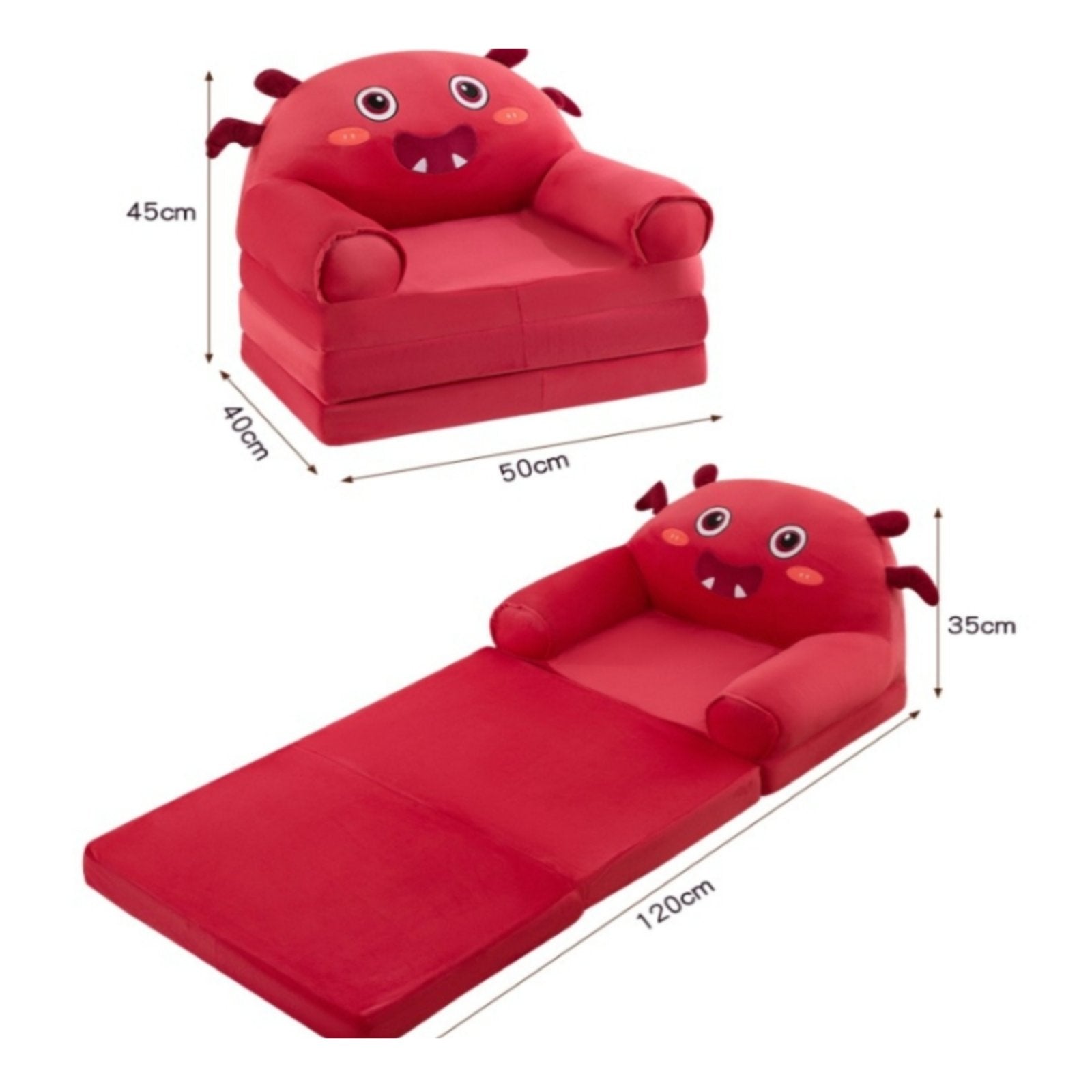 Cartoon Monster Sofa Skin-Friendly Folding Kids Sofa Lightweight for Toddlers