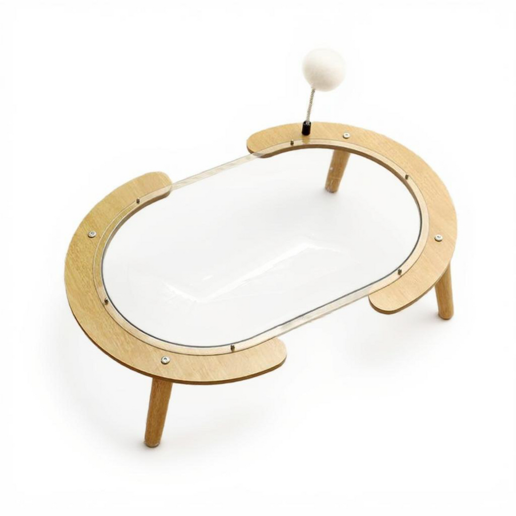 Wooden cat bed with acrylic window