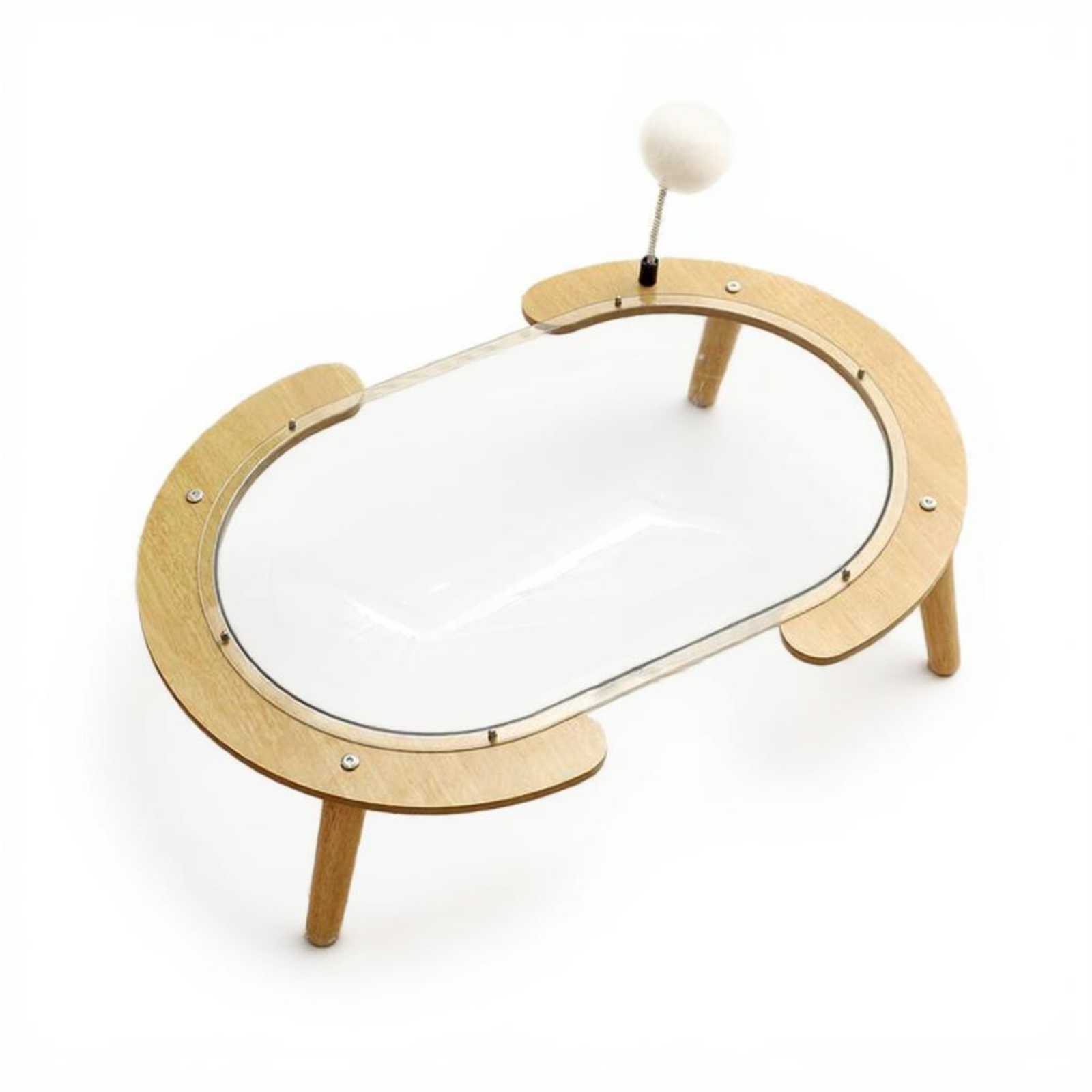 Wooden cat bed with acrylic window