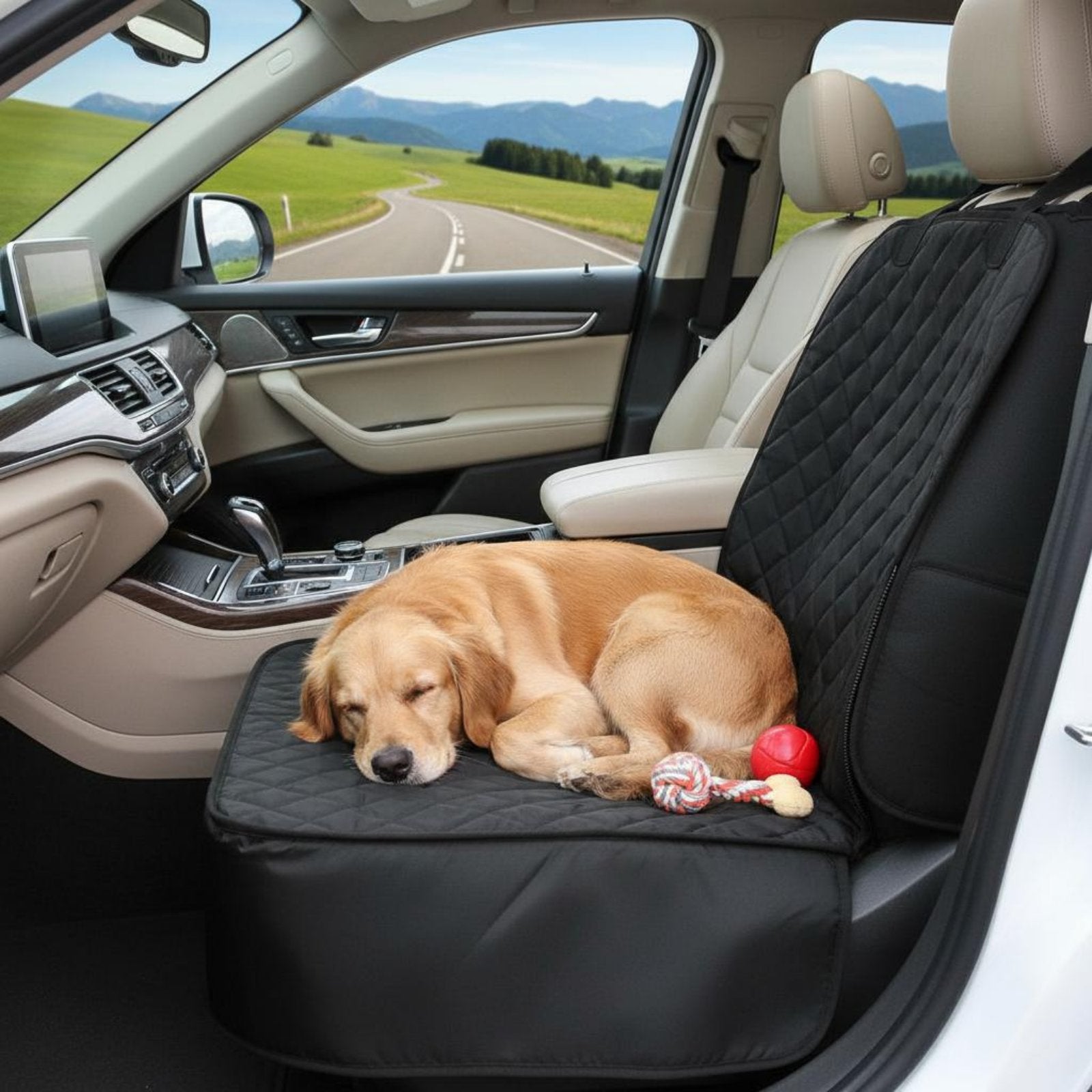 2-in-1 Dog Waterproof Front Seat Pet Booster Machine Washable Quilted Dog Car Basket for Small Dogs, Cats