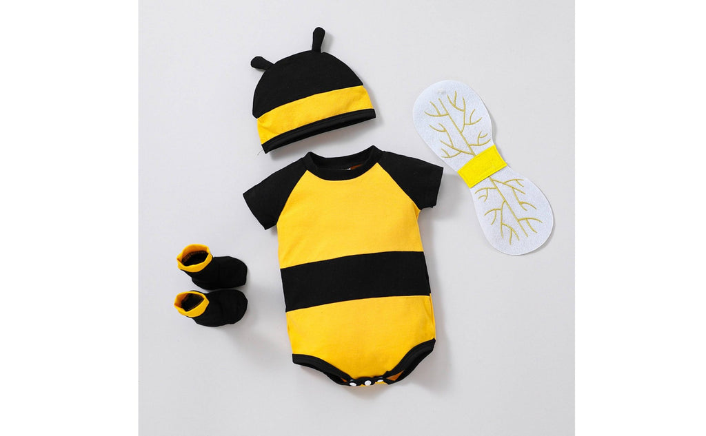 4 Pieces Newborn Bee Outfit with Flutter Attachments Initial Birthday Gift