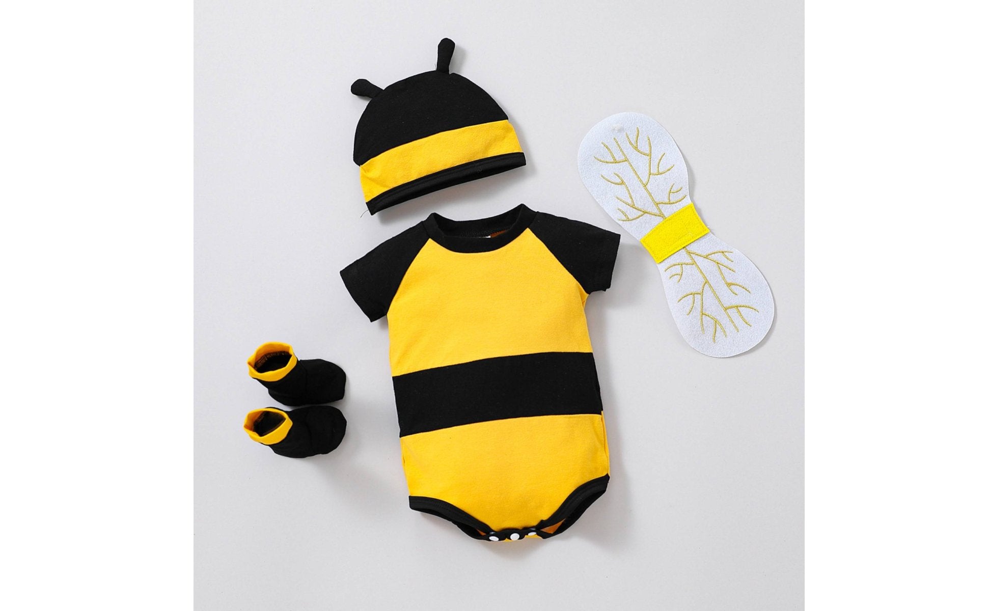 4 Pieces Newborn Bee Outfit with Flutter Attachments Initial Birthday Gift
