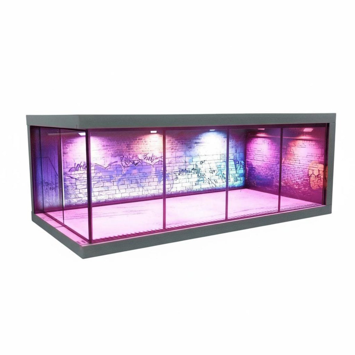 1:64 Scale Model Car Display USB Powered LED Lighted Diorama Case Dustproof Futuristic Scene Display Box for Bookshelf