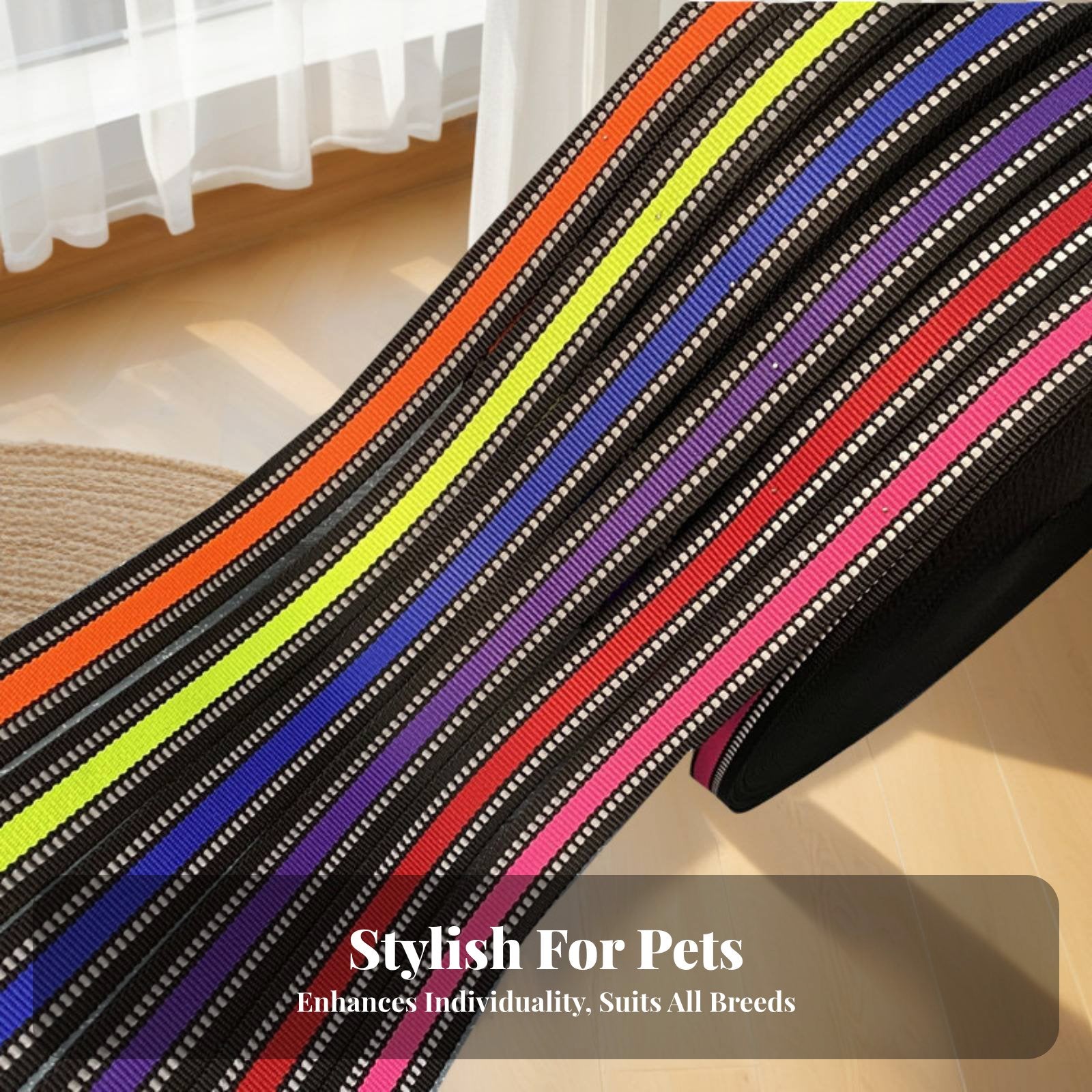 Long-Lasting Adjustable Nylon Pet Collar Comfortable Reflective Pet Collar Lightweight for Daily Walking, Training, Backyard