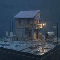 Railway Building Kit Two-Story Diorama House Corrugated for Dioramas, Modelers