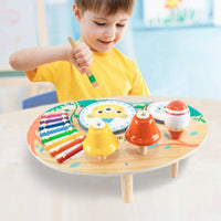 Wooden Music Activity Table Early Learning Xylophone Drum Toy Set Kids Instrument Center Paint Comprehensive Music Center
