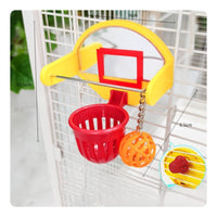 Bird Enclosure Basketball Toy Metal Support Bar Bird Basketball Toy Mirrored