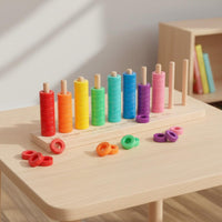 Wooden Color Sorting Toy Labeled Learning Activity Educational