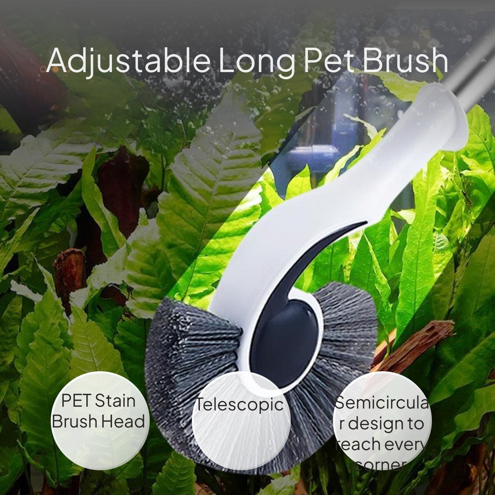 Long Handle Aquarium Brush, Stainless Steel Algae Remover