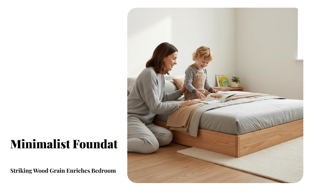 Headboard-Less Headboardless Wooden Frame Montessori Inspired Floor Bed Frame Lowheight Design Bedroom Furniture premium Wood Construction for Children, Toddlers, partners, child's Room, Small Spaces, Apartment, Nursery
