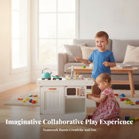 Fireplace-Style Wooden Pretend Kitchen Cart Children's Kitchen Playset Compact for Children