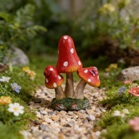 Resin Toadstool Sculpture Whimsical Design Polka Dot Toadstool Ornament