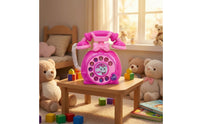 Retro Toy Telephone Coiled Cord Rotary-Style Toy Phone Pretend Play Telephone Heart Detail Motor Skills for Children