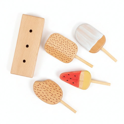 4 Pieces Wooden Flavored Ice Set Fine Motor Skills Flavored Ice Toy Set