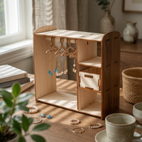 Doll Cabinet Organizer Decorative Craft Wooden Earring Rack -Saving Wardrobe Earring Hanger for Bedroom, Dresser