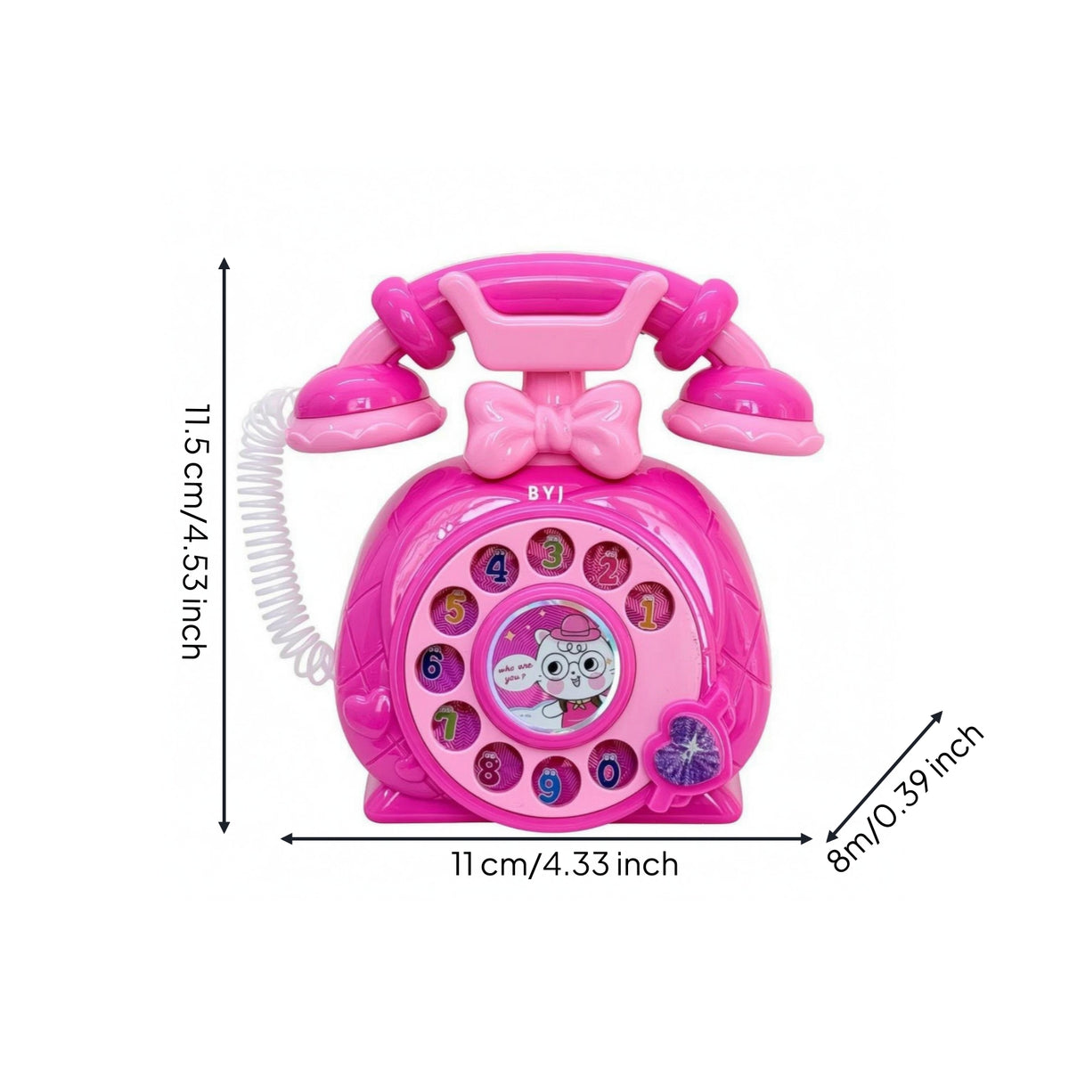 Retro Toy Telephone Coiled Cord Rotary-Style Toy Phone Pretend Play Telephone Heart Detail Motor Skills for Children