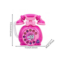 Retro Toy Telephone Coiled Cord Rotary-Style Toy Phone Pretend Play Telephone Heart Detail Motor Skills for Children