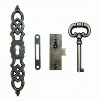 4 Pieces Vintage Clock Lock Hardware Set Aged Finish Grandfather Clock Lock
