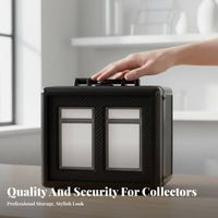 PSA Card Display Box Shockproof Graded Card Storage Box PSA Slab Case Moisture-Resistant Carbon Fiber Finish for Travel