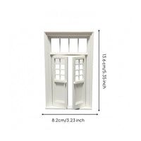 1:12 Scale Dollhouse Door Decorative Two Panel Transom Door Openable Transom Window Model