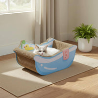 Bathtub Cat Scratcher Multifunctional Bathtub Shaped Cat Nest Furniture Protector Curved Shape Scratching Board for Kittens