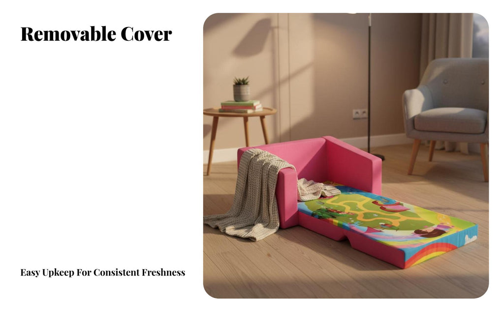 Transformable Flip-Open Sofa Fold-unfolded Design Toddler Couch Soft Construction