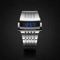 Illuminated Robot Watch Distinctive Design Illuminated Digital Watch Futuristic Electronic Wristwatch Metal Band Digital