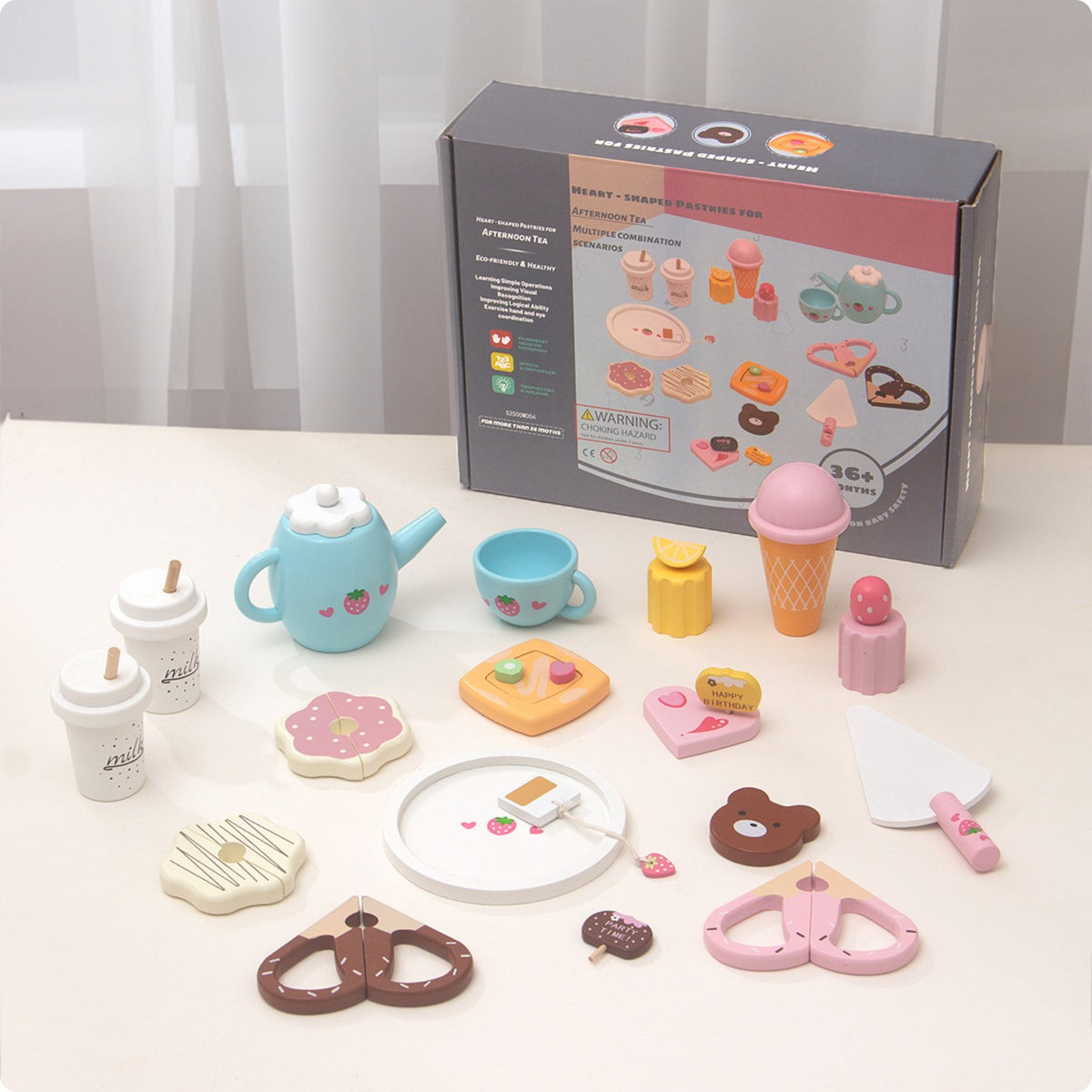 Kids Wooden Tea Set Educational Plaything Collection Screen-Non-Digital