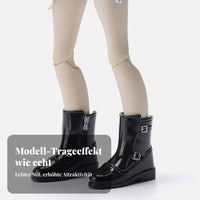 Doll Boots Low Block Heel Glossy Doll Ankle Boots Collectible Accessory