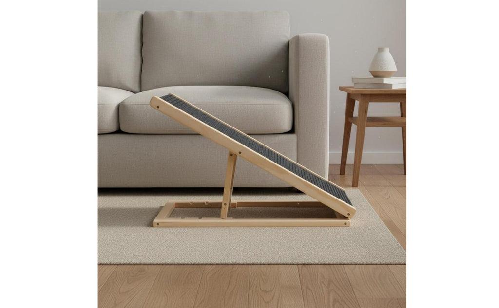 Adjustable Wooden Pet Ramp Sturdy Wood Frame Foldable Dog Stairs Foldable Dog Ramp Strong Load-Bearing Wooden Pet Ladder