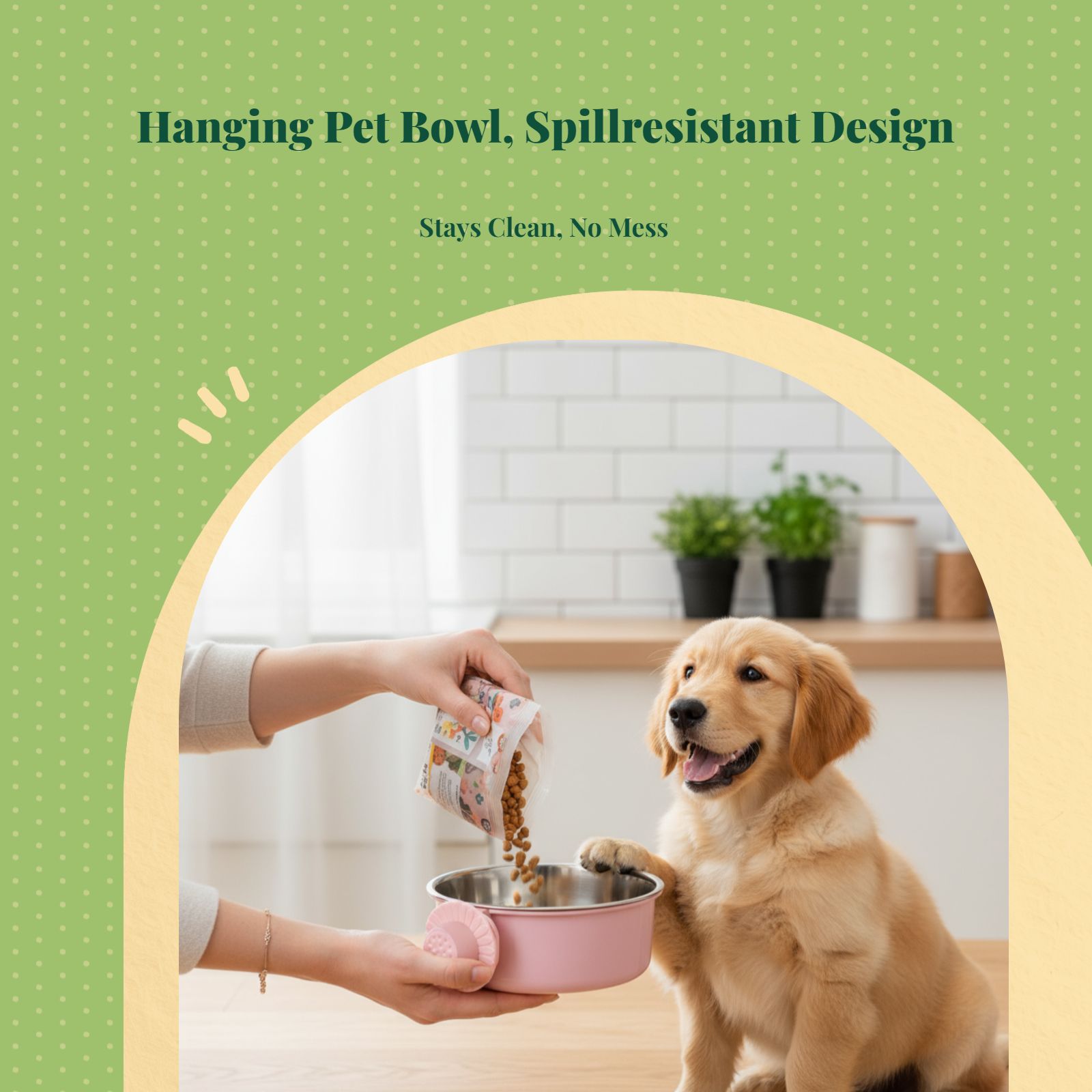 Pet Food Bowl, Hanging Stainless Steel Dog Cat Feeder, Leak-Resistant Automatic Water Dispenser, Fixed for Enclosures