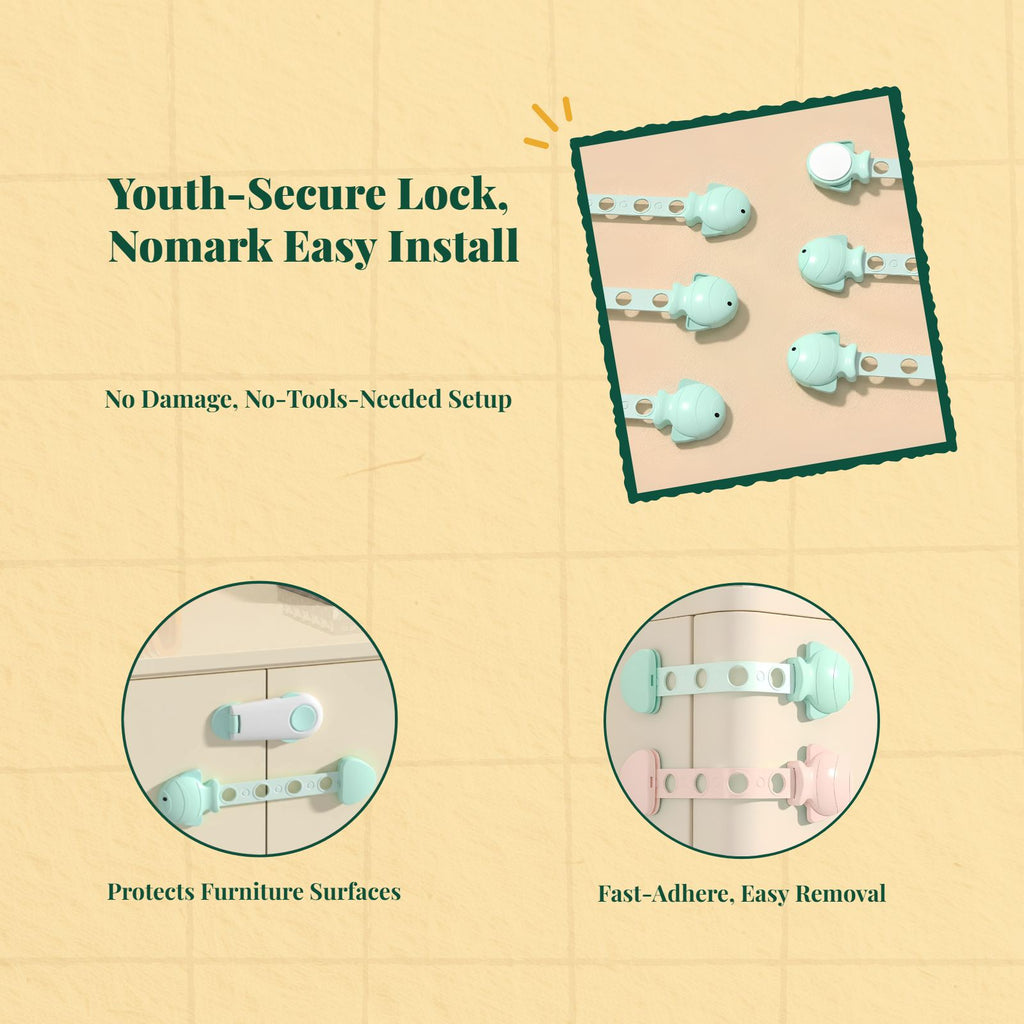 Kid Security Lock, Adjustable Cabinet Drawer Lock, Infant Protection, Screwless, Easy Installation, Multi-Purpose for Doors, Closets, Sliding Cabinets