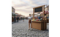 1:64 Scale Female Vendor Figure Lifelike Details Miniature Chef Model Handmade