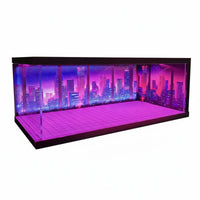 1:64 Scale Model Car Display USB Powered LED Lighted Diorama Case Dustproof Futuristic Scene Display Box for Bookshelf