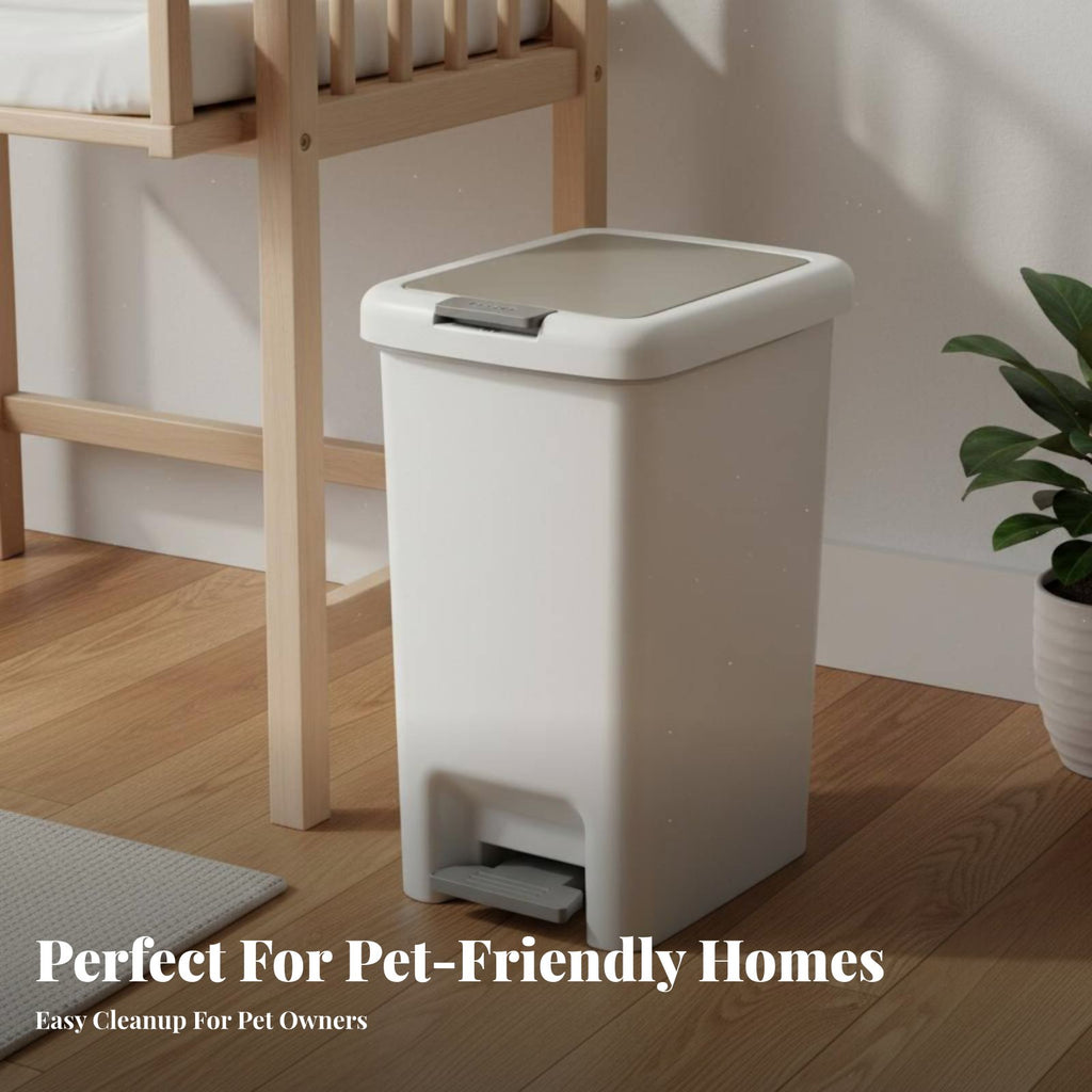 Lidded Diaper Pail Odor-Resistant Closure Foot Pedal Trash Can Slim Rectangular Trash Can Hands-Effortless Function Push Button