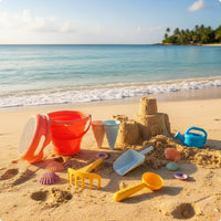 Foldable Beach Pail Set Easy to Pack Mesh Bag Beach Toys Lightweight