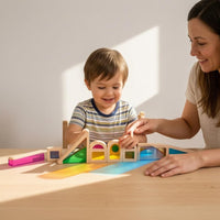 25 Pieces Wooden Building Block Set Colorful Shape Recognition Blocks