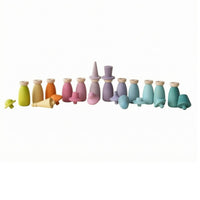 Wooden Peg Doll Decorative Wooden Figurine Polished Edges for Children