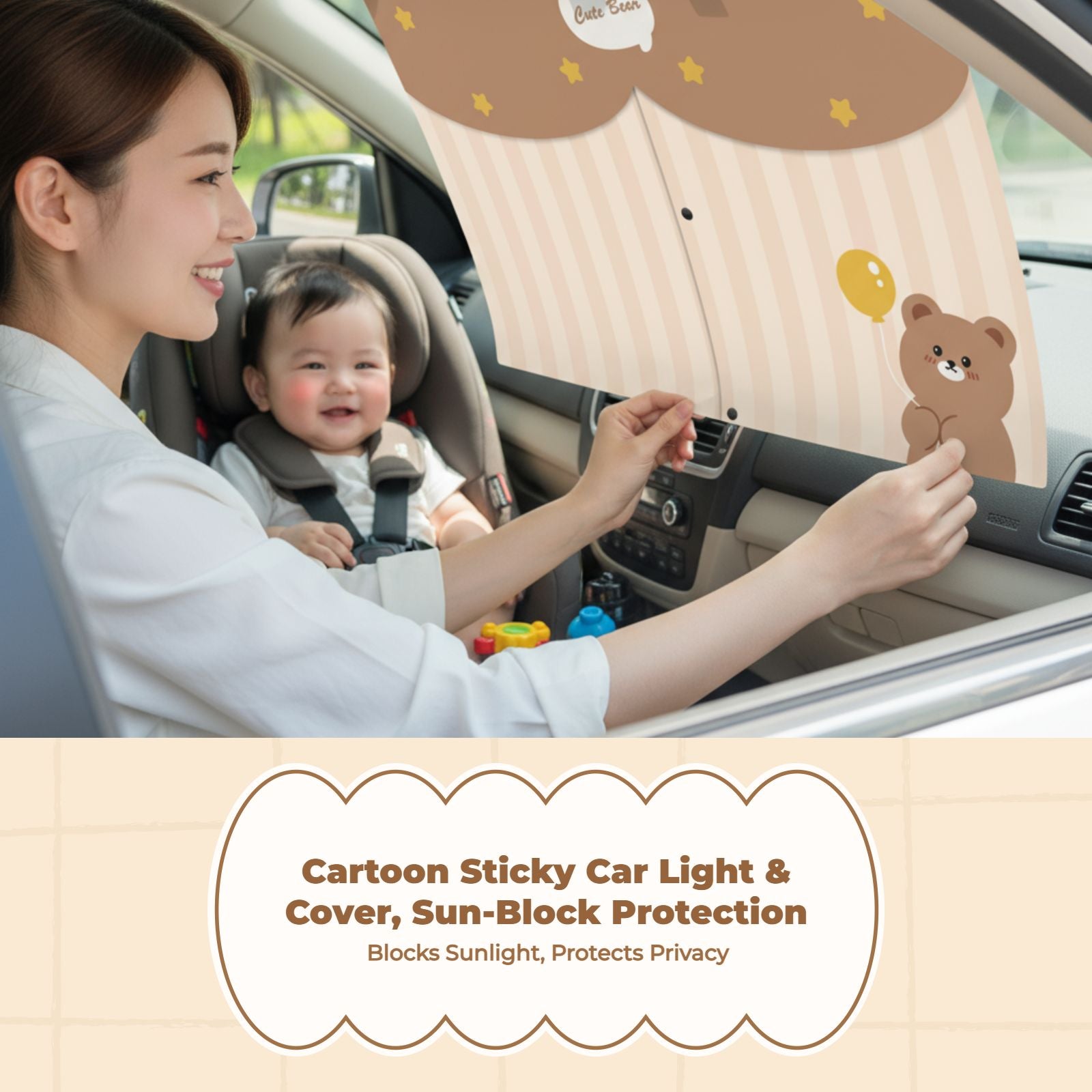 Car window privacy screen, stylish retractable screen, sun protection, privacy, heat insulation, side window shade for infants, universal fit.