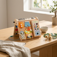 Foldable Busy Board Latch Panel Wooden Busy Board Lacing for Children