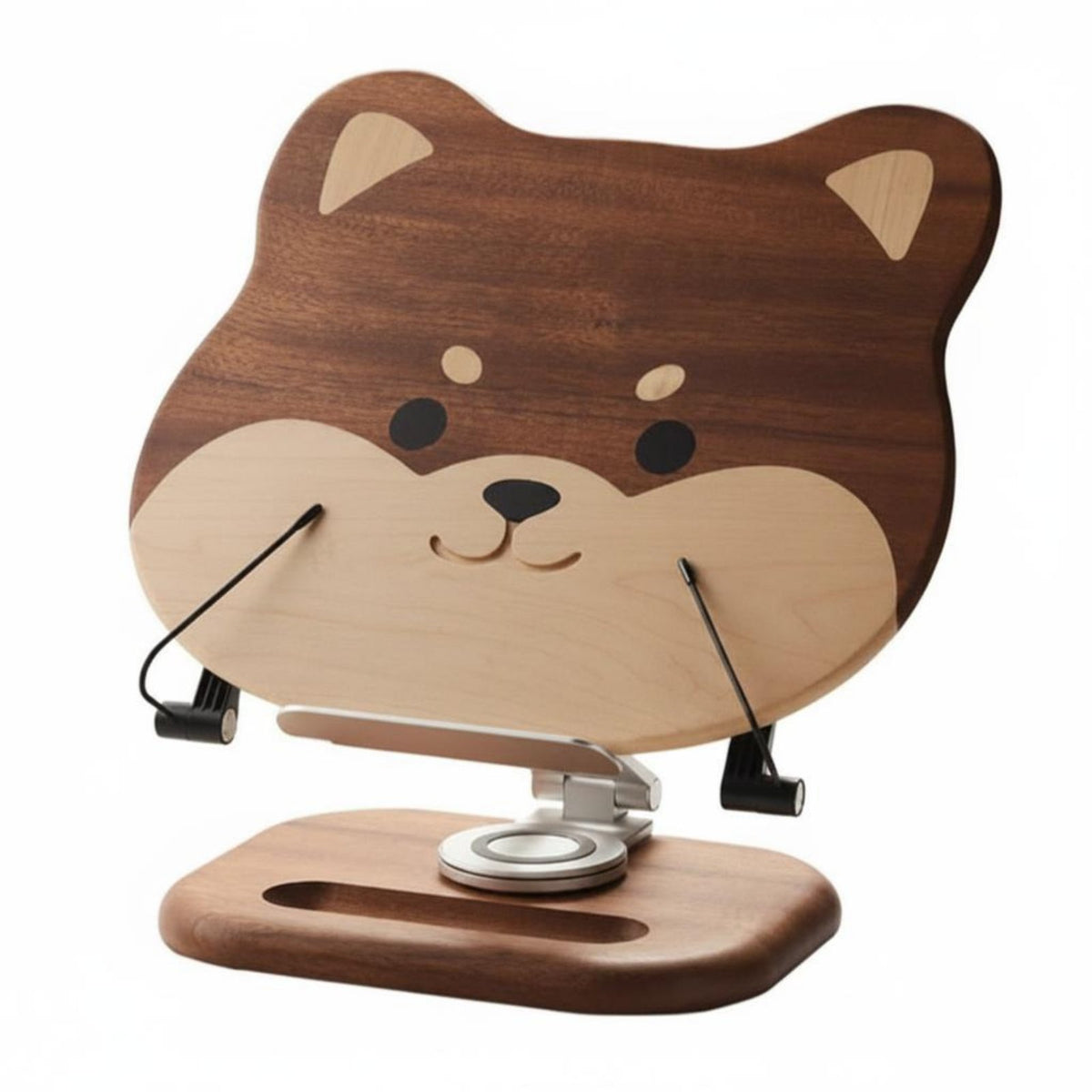 Shiba Inu Book Stand Solid Wood Wooden Reading Stand Storage Tray Base
