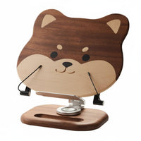 Shiba Inu Book Stand Solid Wood Wooden Reading Stand Storage Tray Base