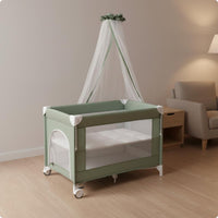 Foldable Baby Crib Two-Level Adjustable Portable Playpen Net