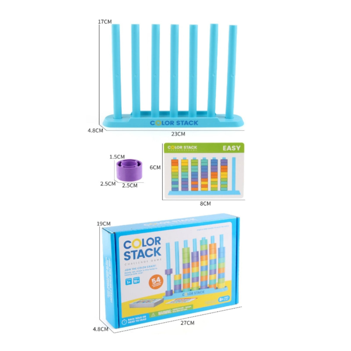 48 Pieces Color Matching Stacking Toy Fine Movement Skills Color Sorting Stack