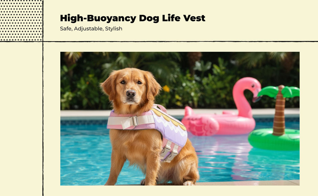 Buoyant dog life jacket for swimming