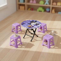 Miniature Folding Table and Chair Set Realistic Design for Playroom