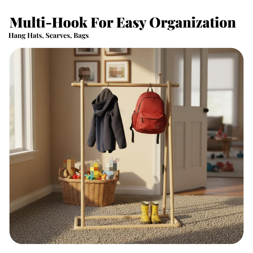 children's Clothes Tree Japanese Aesthetic Self-Supportingstanding child's Coat Rack Space-Saving Easy Assembly for Parents