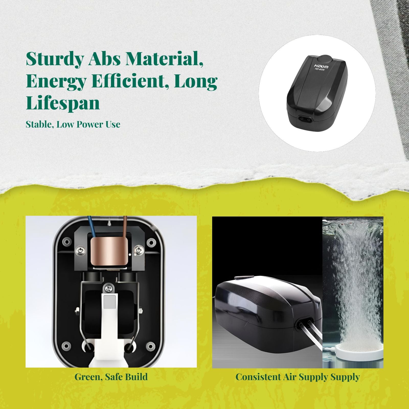 Aquatic habitat aerator, extremely quiet double outlet, adjustable air supply pump for fish habitat, portable aerator for aquatic environments, suitable for emergency use.
