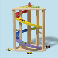 Wooden Spiral Ramp Toy Brain Training Rotating Slide Car Toy Fine Motion Skills
