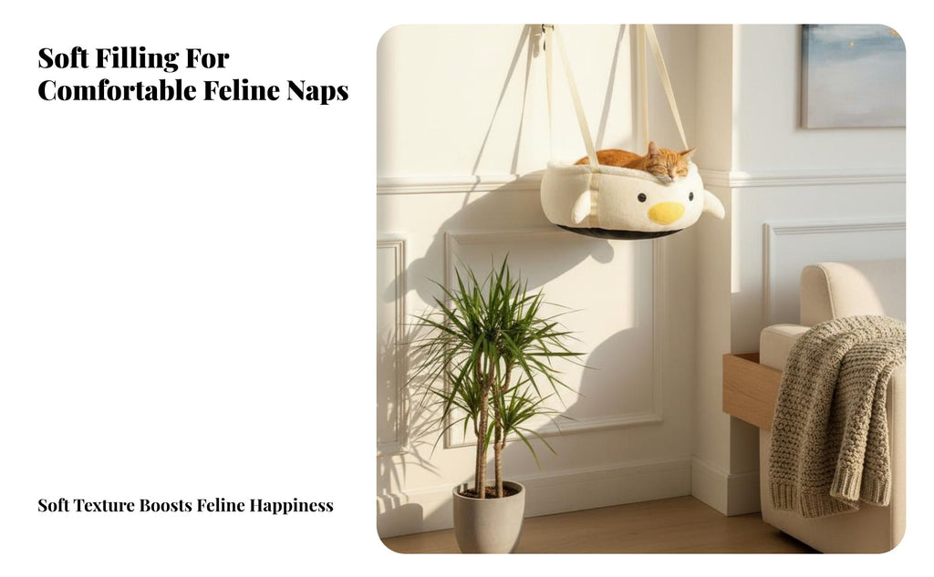 Easy to Hang Hanging Cat Swing Comfortable Round Cat Swing Bed Warm & Cozy Pet Furniture Space Saving for In a Enclosure, Indoors, Living Room, Bedroom
